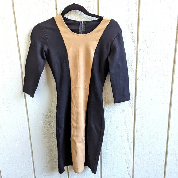 mason leather dress Mason Beige Black Nude Bodycon lamb Leather Dress S